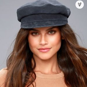 Lulus Suede Leather Baker Boy Cap